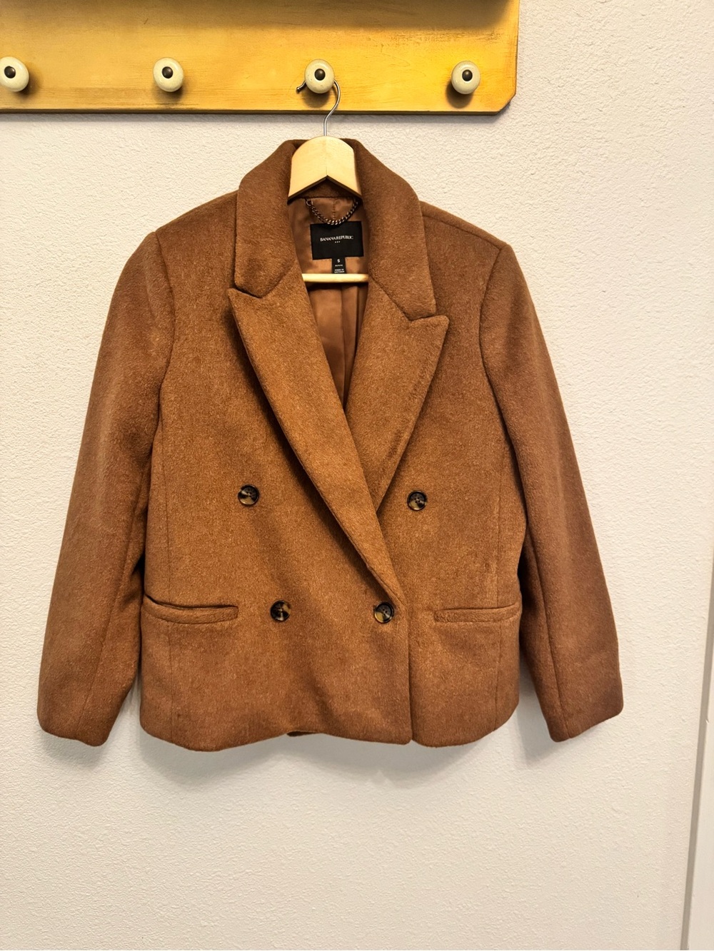 Banana Republic Camel Brown Double-Breasted Wool Feel Blazer